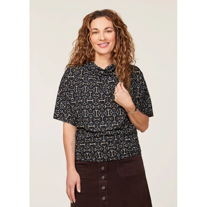 EQL Women's Lexi Cowl Neck Dolman Shirt - Black/ Mixed Bits 2 EQL Women's Lexi Cowl Neck Dolman Shirt - Black/ Mixed Bits - Image 2