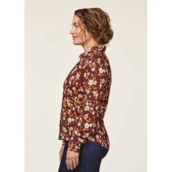 EQL Women's Ruched Button Front Long Sleeve Shirt - Sangria Snaffle Floral 7 EQL Women's Ruched Button Front Long Sleeve Shirt - Sangria Snaffle Floral -Horse Rider Wear 698681 800 800