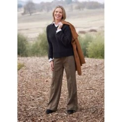 EQL Women's Chelsea Houndstooth Plaid Wide Leg Pants - Camel/Black 9 EQL Women's Chelsea Houndstooth Plaid Wide Leg Pants - Camel/Black -Horse Rider Wear 700266 800 800