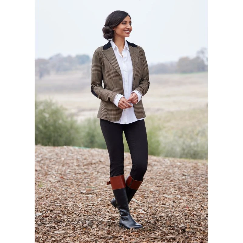 EQL Women's Chelsea Houndstooth Plaid Blazer - Camel/Black 6 EQL Women's Chelsea Houndstooth Plaid Blazer - Camel/Black - Image 6