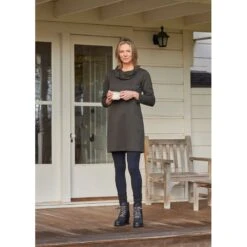 EQL Women's Textured Cowl Neck Dress - Evergreen -Horse Rider Wear 700546 800 800