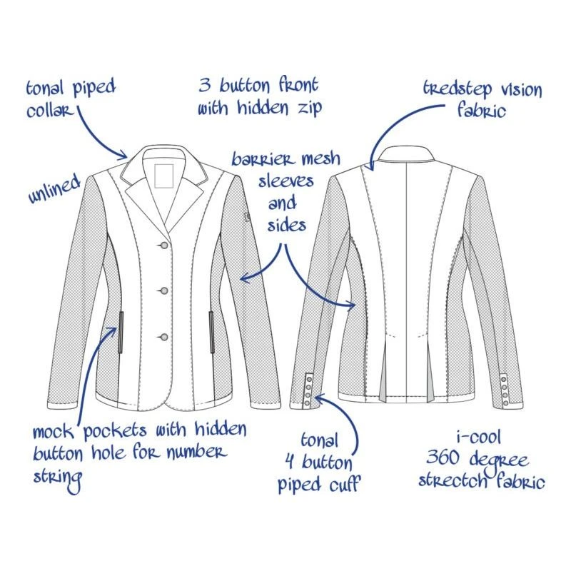 Tredstep Women's Solo Airlite Competition Coat - Black 3 Tredstep Women's Solo Airlite Competition Coat - Black - Image 3