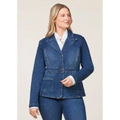 EQL Women's In Motion Denim Blazer - Midnight Wash -Horse Rider Wear 711293 800 800