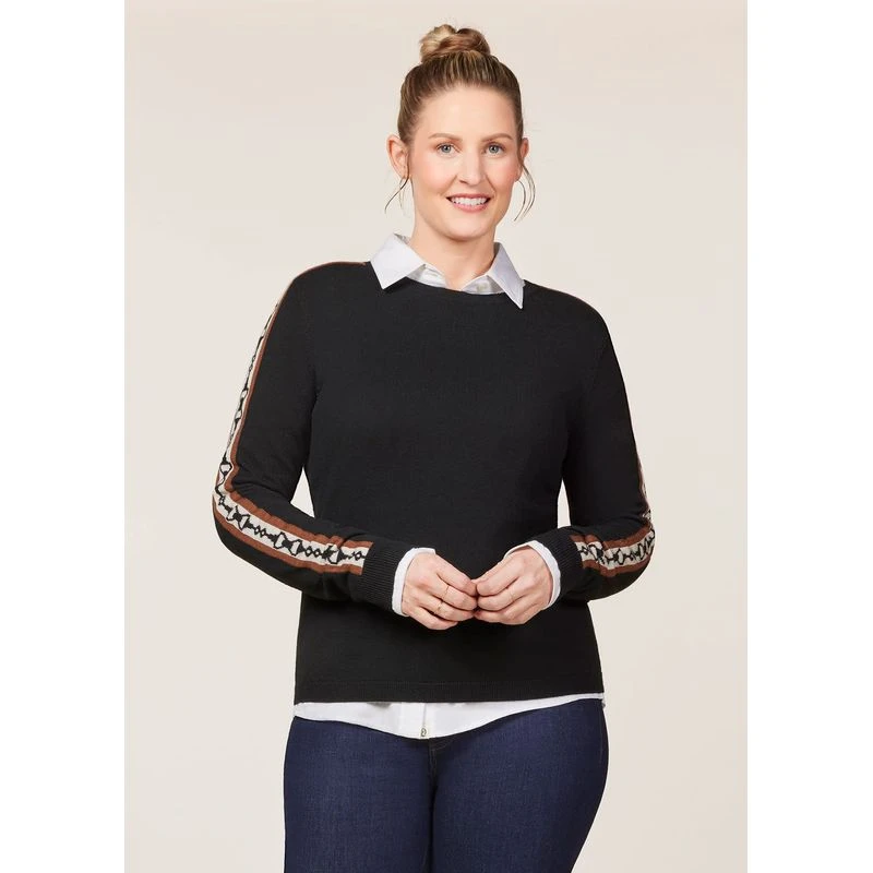 EQL Women's Snaffle Stripe Sweater - Black/Caramel 2 EQL Women's Snaffle Stripe Sweater - Black/Caramel - Image 2