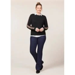 EQL Women's Snaffle Stripe Sweater - Black/Caramel 10 EQL Women's Snaffle Stripe Sweater - Black/Caramel -Horse Rider Wear 711397 800 800