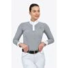 Cavalliera Women's Universe Long Sleeve Show Shirt - White/Black Microstripe