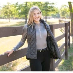 FITS Women's Ainsley Quilted Vest - Ash/Horseshoe -Horse Rider Wear 716410 800 800